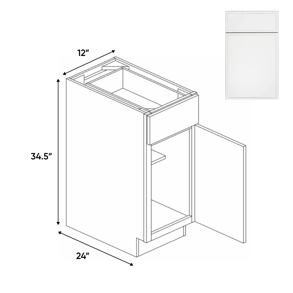 Slim Shaker Oatmeal - Single Door Cabinets - 12"W x 34.5"H x 24"D - Pre Assembled