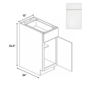 Slim Shaker Oatmeal - Full Height Single Door Base Cabinets - 12