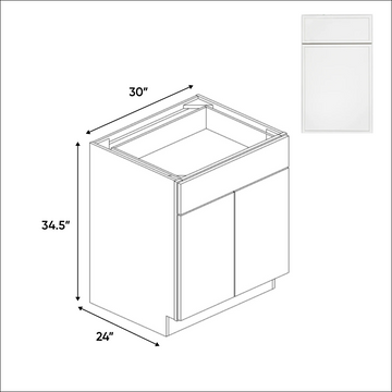 Slim Shaker Oatmeal - Full Height Double Door Base Cabinets - 30