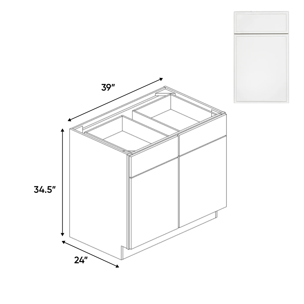 Slim Shaker Oatmeal - Double Door Cabinets - 39"W x 34.5"H x 24"D - Pre Assembled