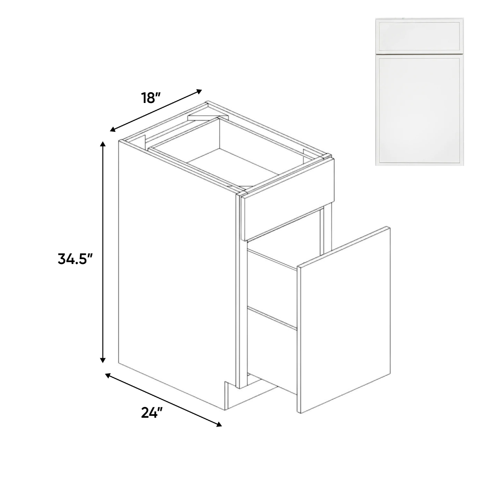 RTA - Slim Shaker Oatmeal - Waste Basket Base Cabinets - 18"W x 34.5"H x 24"D