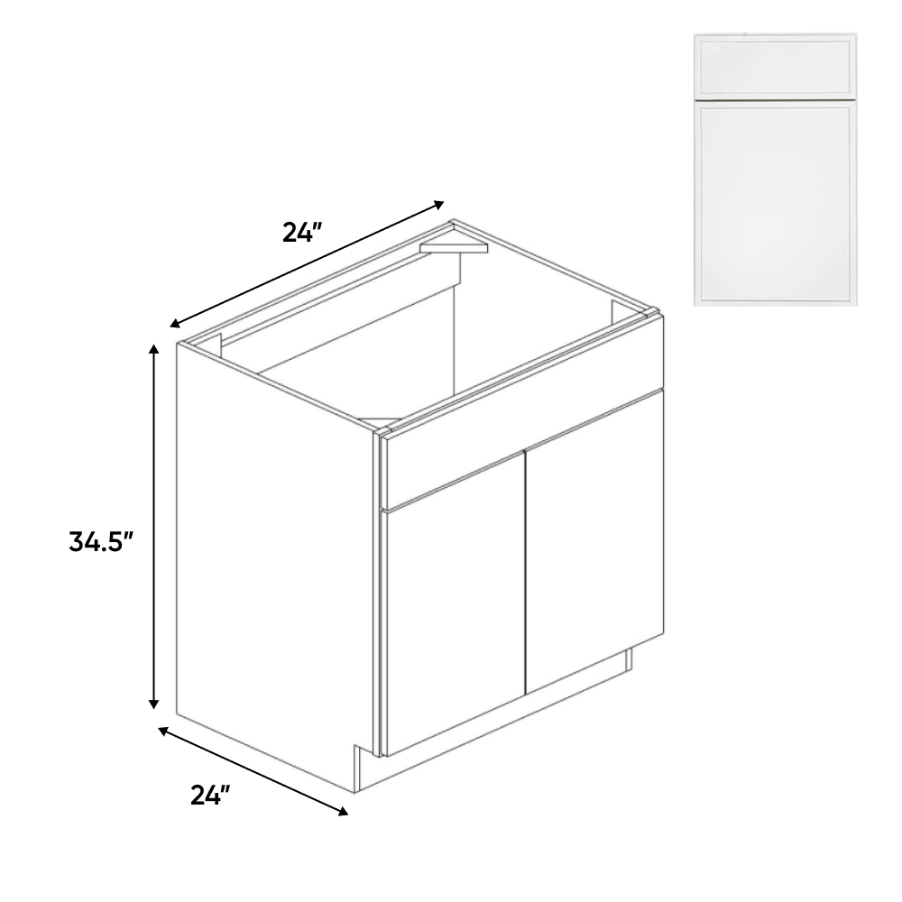 Slim Shaker Oatmeal - Sink Base Cabinets - 24"W x 34.5"H x 24"D - Pre Assembled