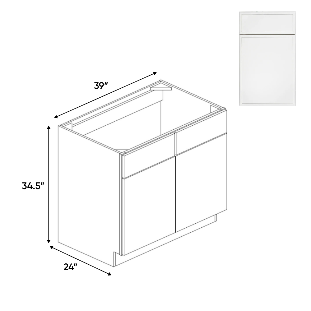 Slim Shaker Oatmeal - Sink Base Cabinets - 39"W x 34.5"H x 24"D - Pre Assembled