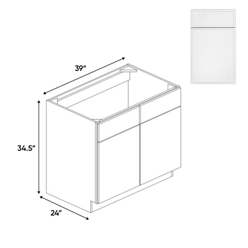 Slim Shaker Oatmeal - Sink Base Cabinets - 39"W x 34.5"H x 24"D - Pre Assembled