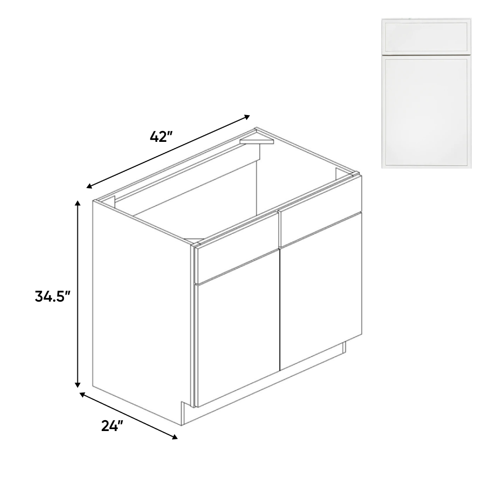 RTA - Slim Shaker Oatmeal - Sink Base Cabinets - 42"W x 34.5"H x 24"D