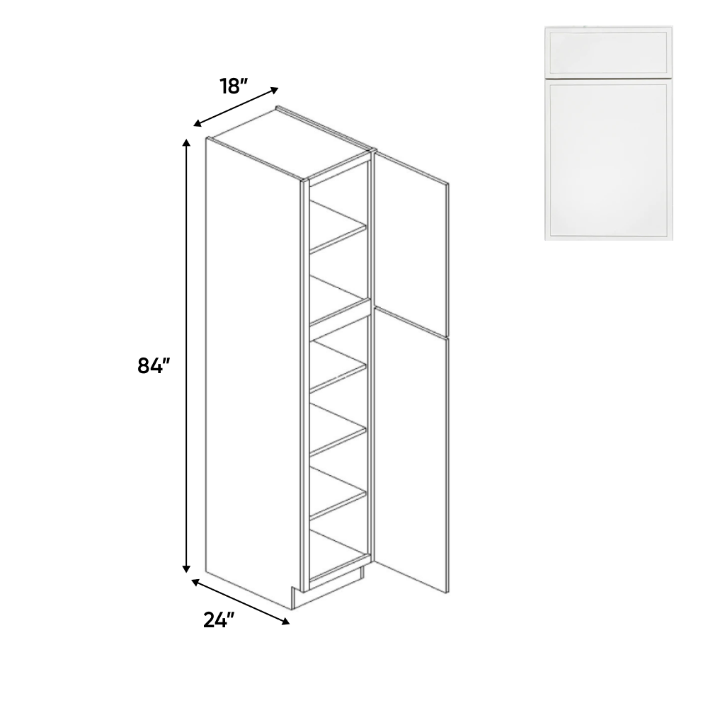 Slim Shaker Oatmeal - Single Door Pantry Cabinets - 18"W x 84"H x 24"D - Pre Assembled