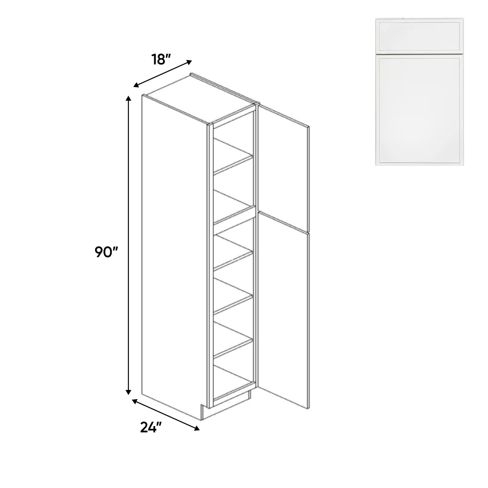 Slim Shaker Oatmeal - Single Door Pantry Cabinets - 18"W x 90"H x 24"D - Pre Assembled