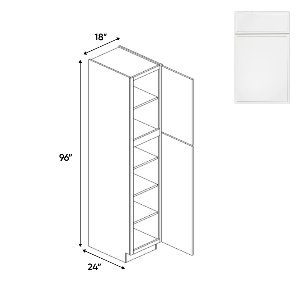 Slim Shaker Oatmeal - Single Door Pantry Cabinets - 18"W x 96"H x 24"D - Pre Assembled