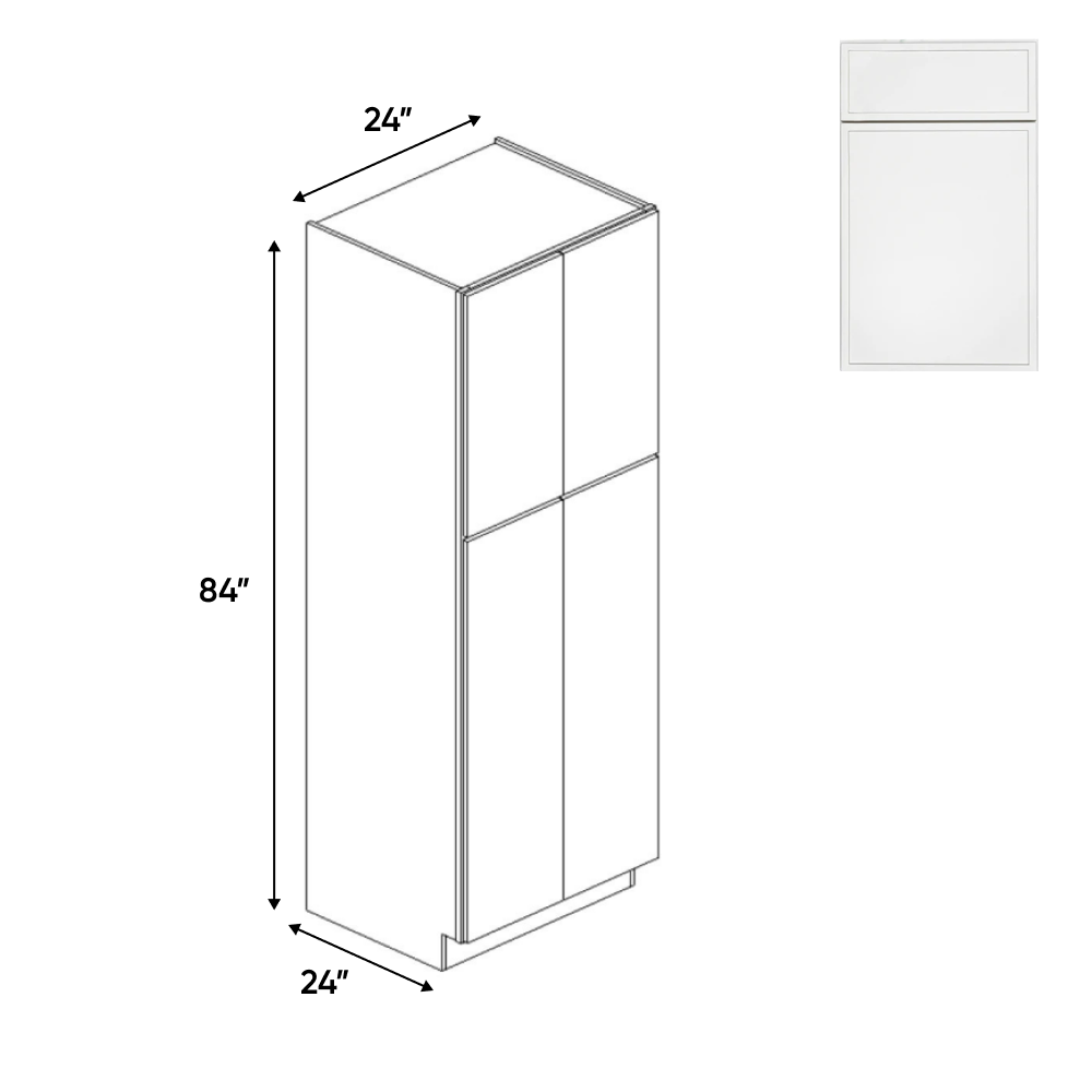 RTA - Slim Shaker Oatmeal - Double Door Pantry Cabinets - 24"W x 84"H x 24"D