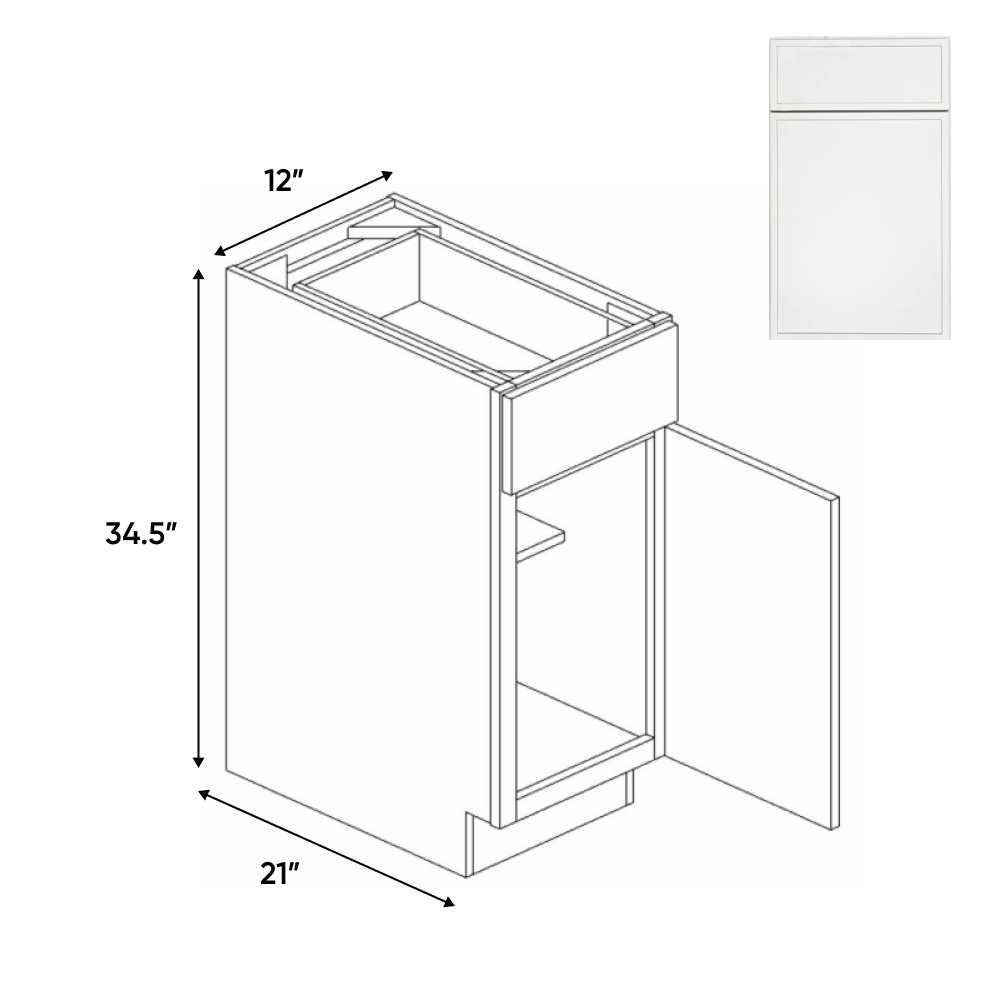 Slim Shaker Oatmeal - Vanity Base Cabinets - 12"W x 34.5"H x 21"D - Pre Assembled