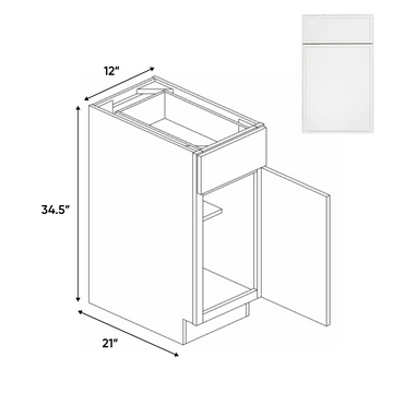 Slim Shaker Oatmeal - Vanity Base Cabinets - 12"W x 34.5"H x 21"D - Pre Assembled