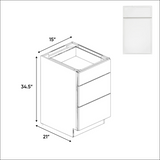 RTA - Slim Shaker Oatmeal - Vanity Drawer Base Cabinets - 15"W x 34.5"H x 21"D