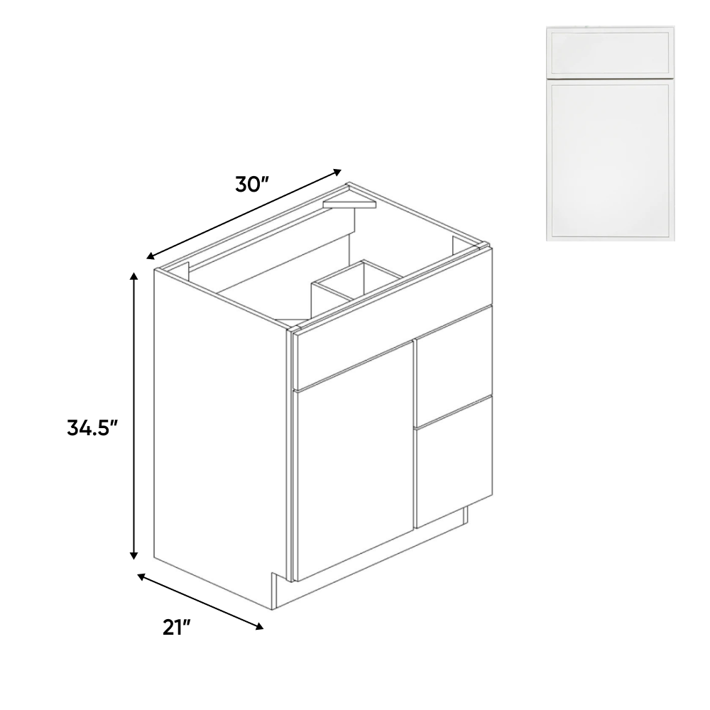 Slim Shaker Oatmeal - Vanity Sink Drawer Base Cabinets - 30"W x 34.5"H x 21"D - SSO-VSD30L - Pre Assembled