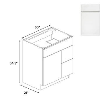 Slim Shaker Oatmeal - Vanity Sink Drawer Base Cabinets - 30"W x 34.5"H x 21"D - SSO-VSD30L - Pre Assembled