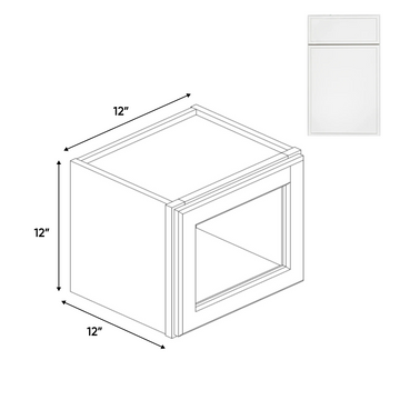 RTA - Slim Shaker Oatmeal - Single Glass Door Wall Cabinets - 12