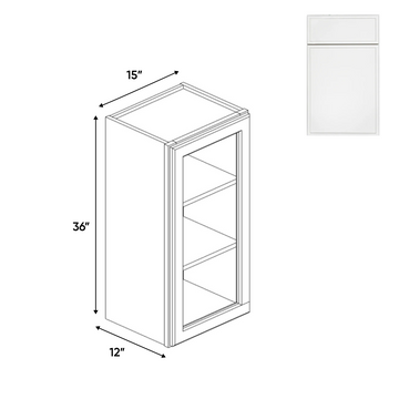 RTA - Slim Shaker Oatmeal - Single Glass Door Wall Cabinets - 15