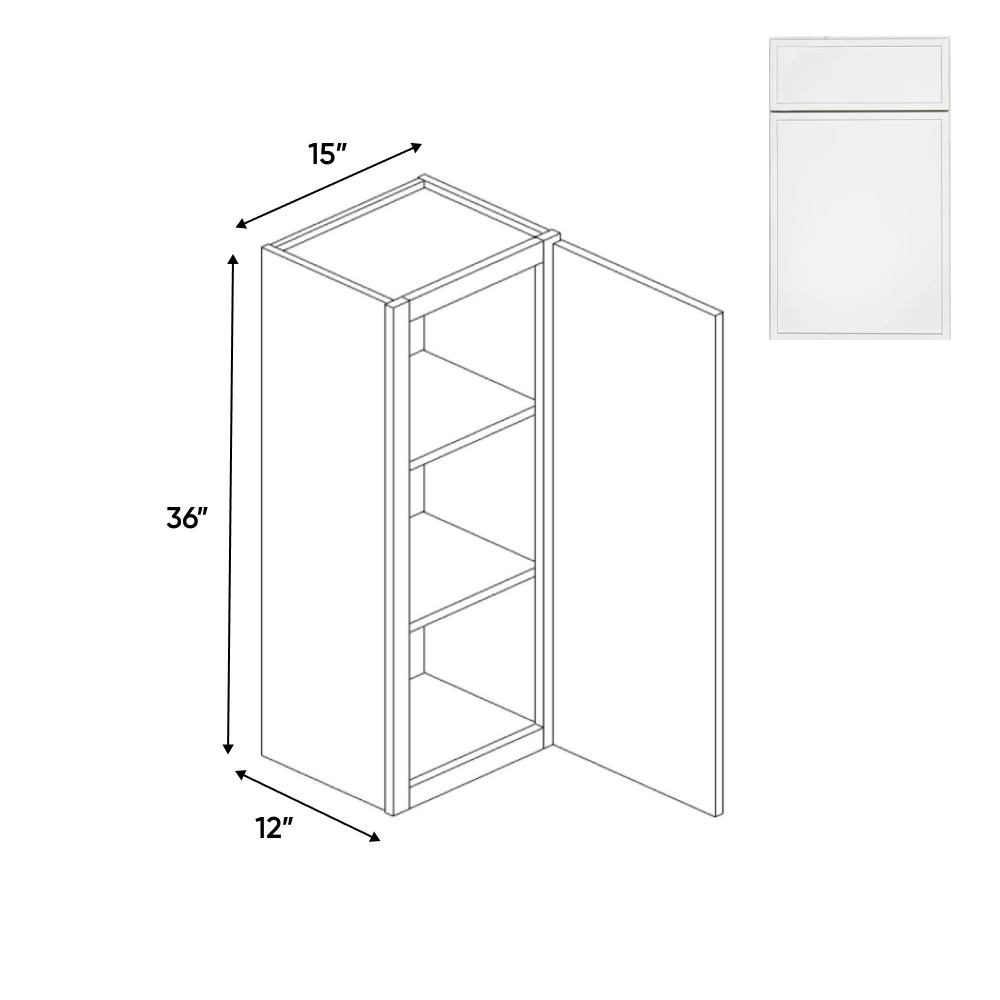 RTA - Slim Shaker Oatmeal - 36"Height Single Door Wall Cabinets - 15"W x 36"H x 12"D