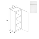 RTA - Slim Shaker Oatmeal - 36"Height Single Door Wall Cabinets - 15"W x 36"H x 12"D