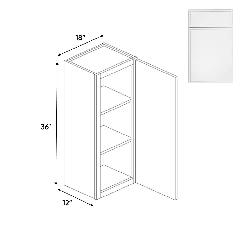 RTA - Slim Shaker Oatmeal - 36" Height Single Door Wall Cabinets - 18"W x 36"H x 12"D