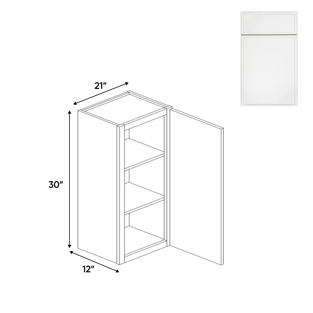 RTA - Slim Shaker Oatmeal - 30"Height Single Door Wall Cabinets - 21"W x 30"H x 12"D