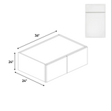 RTA - Slim Shaker Oatmeal - 24"Deep Double Door Wall Cabinets - 36"W x 24"H x 24"D