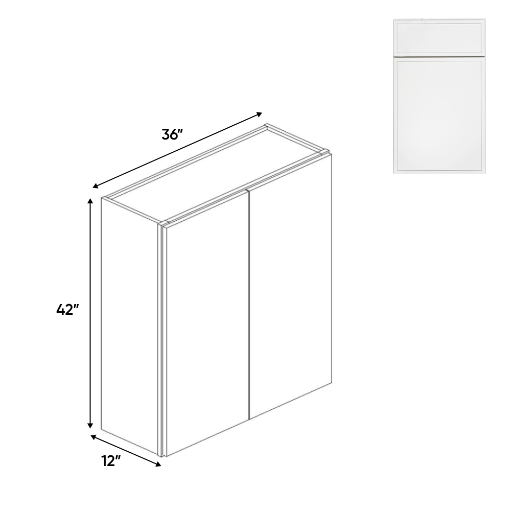 RTA - Slim Shaker Oatmeal - 42"Height Double Door Wall Cabinets - 36"W x 42"H x 12"D