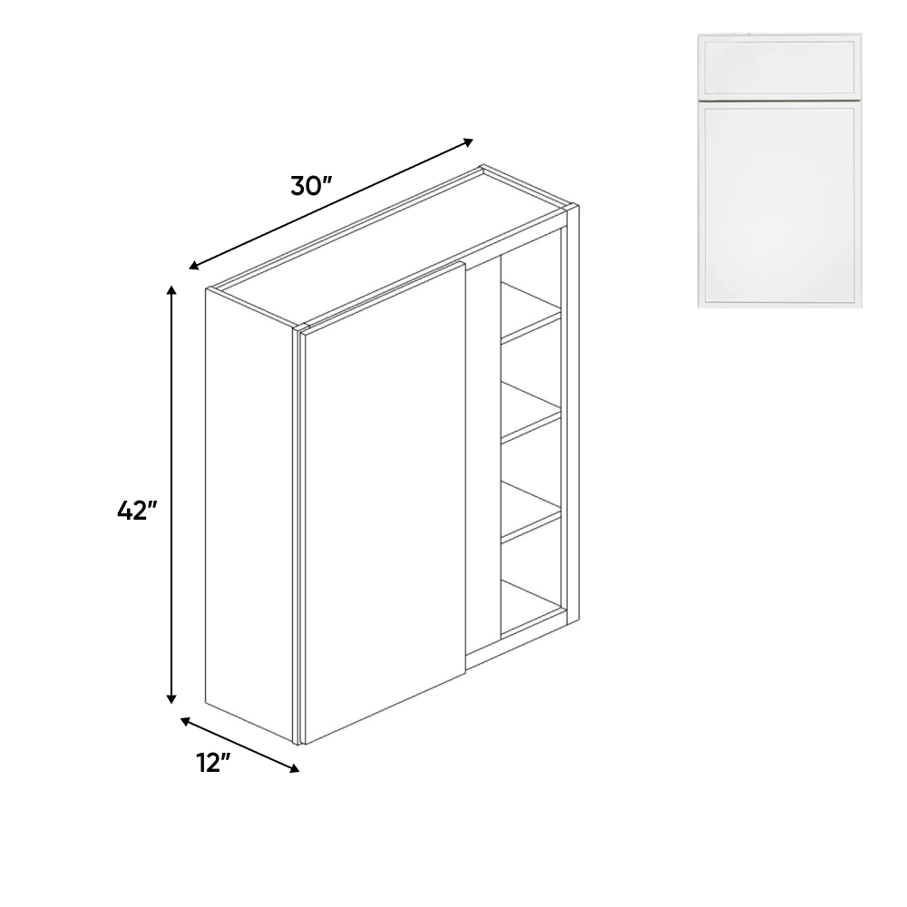 Slim Shaker Oatmeal - Wall Blind Corner Cabinets - 30"W x 42"H x 12"D - Pre Assembled