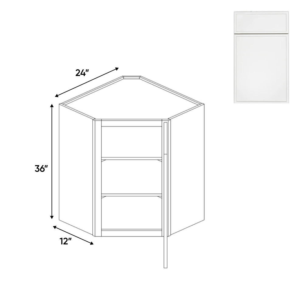 RTA - Slim Shaker Oatmeal - Diagonal Corner Wall Cabinets - 24"W x 36"H x 12"D