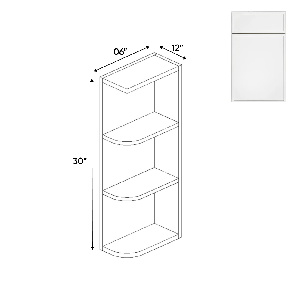 Slim Shaker Oatmeal - Wall Open Shelf Cabinets - 6"W x 30"H x 12"D - Pre Assembled