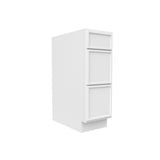 RTA - Slim Shaker Oatmeal - Three Drawer Base Cabinets - 12"W x 34.5"H x 24"D