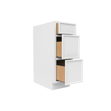 Slim Shaker Oatmeal - Three Drawer Base Cabinets - 12