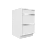 Slim Shaker Oatmeal - Three Drawer Base Cabinets - 21"W x 34.5"H x 24"D - Pre Assembled