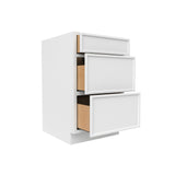 Slim Shaker Oatmeal - Three Drawer Base Cabinets - 21"W x 34.5"H x 24"D - Pre Assembled