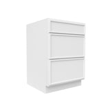 Slim Shaker Oatmeal - Three Drawer Base Cabinets - 24"W x 34.5"H x 24"D - Pre Assembled