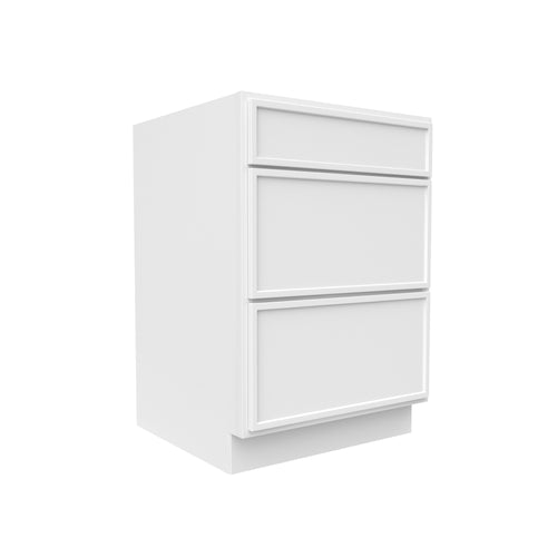 Slim Shaker Oatmeal - 24 Inch Three Drawer Base Cabinet - 24