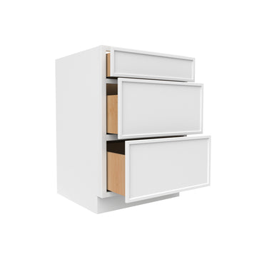 Slim Shaker Oatmeal - Three Drawer Base Cabinets - 24