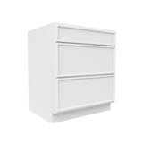 Slim Shaker Oatmeal - Three Drawer Base Cabinets - 30"W x 34.5"H x 24"D - Pre Assembled