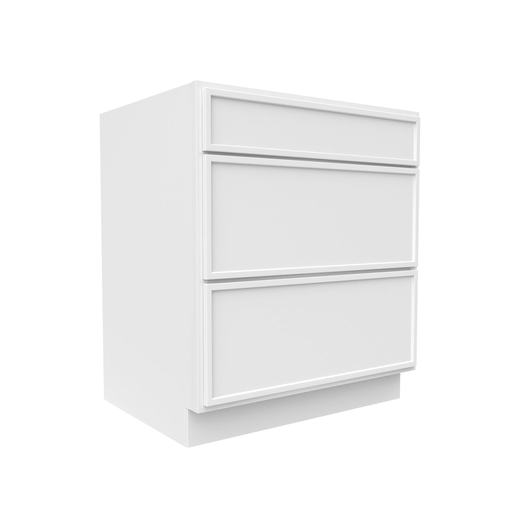 Slim Shaker Oatmeal - Three Drawer Base Cabinets - 30