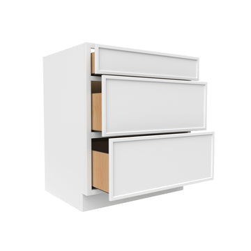 Slim Shaker Oatmeal - Three Drawer Base Cabinets - 30