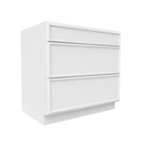 Slim Shaker Oatmeal - Three Drawer Base Cabinets - 36"W x 34.5"H x 24"D - Pre Assembled