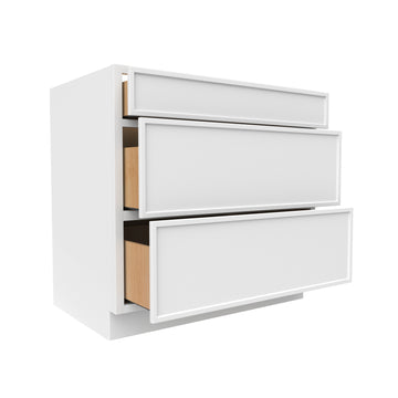 RTA - Slim Shaker Oatmeal - Three Drawer Base Cabinets - 36