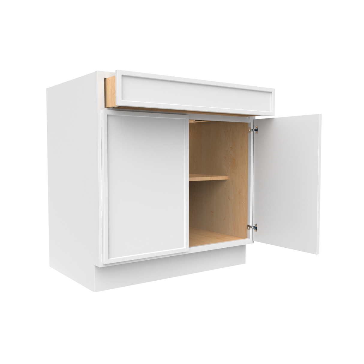 Slim Shaker Oatmeal - Full Height Double Door Base Cabinets - 33"W x 34.5"H x 24"D - Pre Assembled