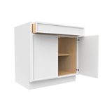 Slim Shaker Oatmeal - Full Height Double Door Base Cabinets - 33"W x 34.5"H x 24"D - Pre Assembled