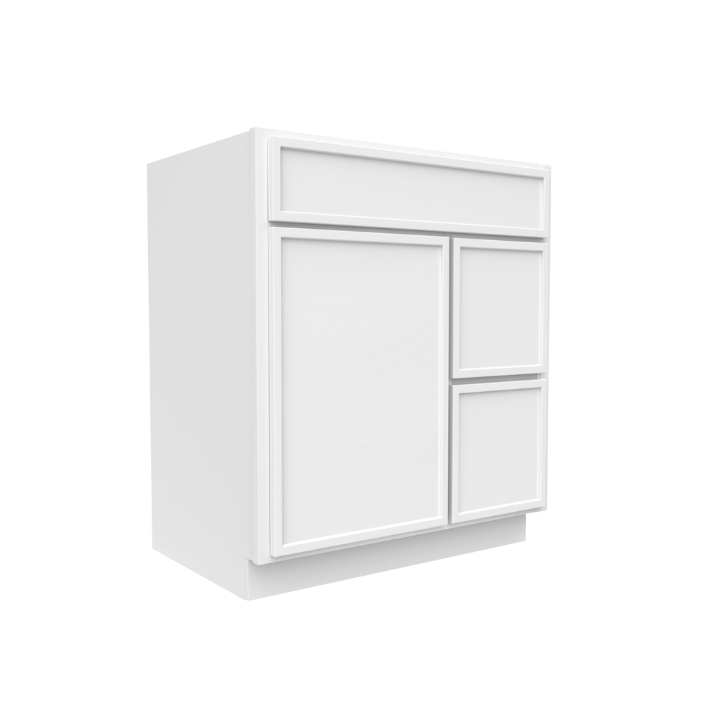 Slim Shaker Oatmeal - 30 Inch Vanity Sink Drawer Base Cabinet - 30