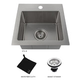 ZLINE 15 in. Donner Topmount Single Bowl Bar Kitchen Sink in Stainless Steel (STS-15)