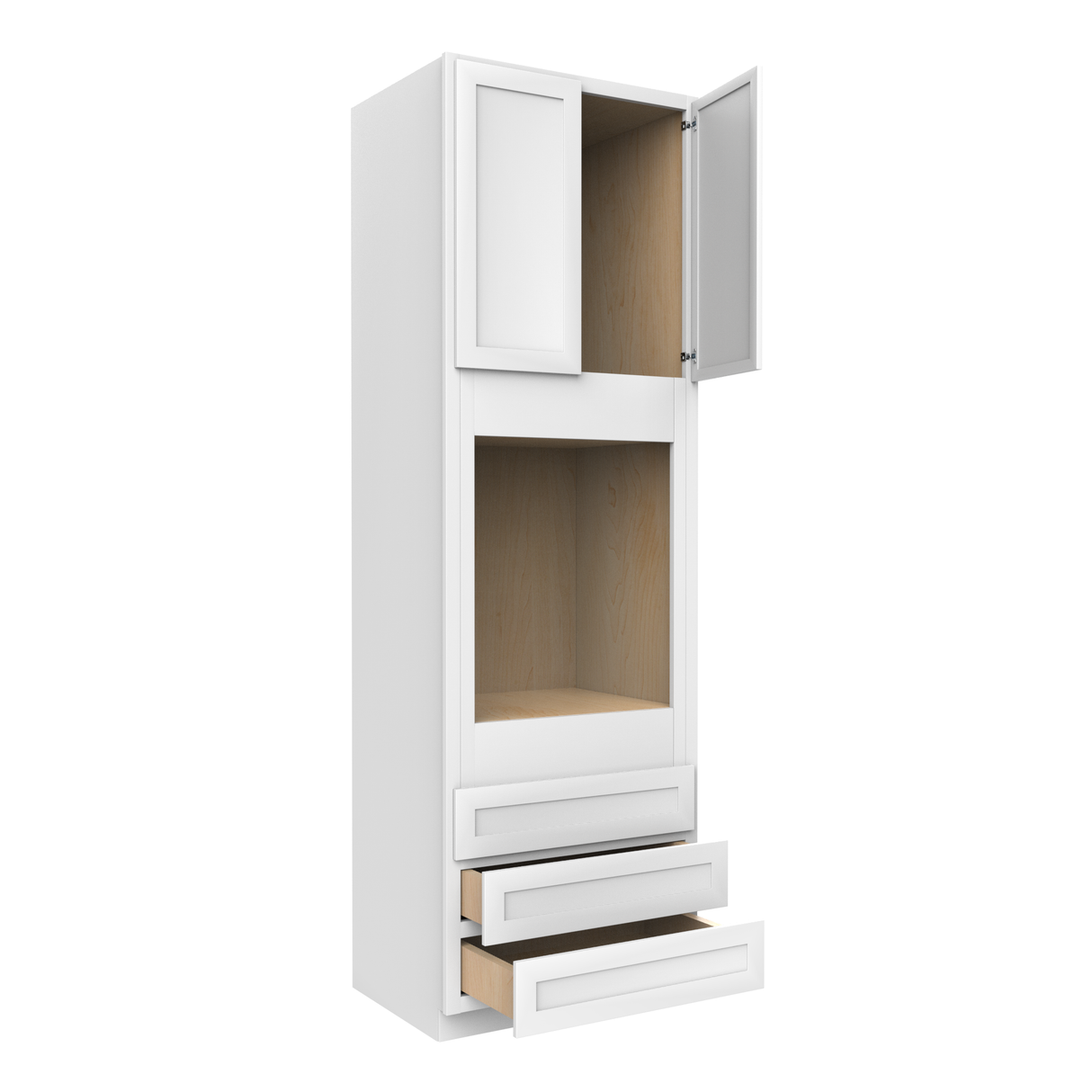 Oven Cabinet - 30W x 96H X 24D - Aria White Shaker Cabinet - RTA