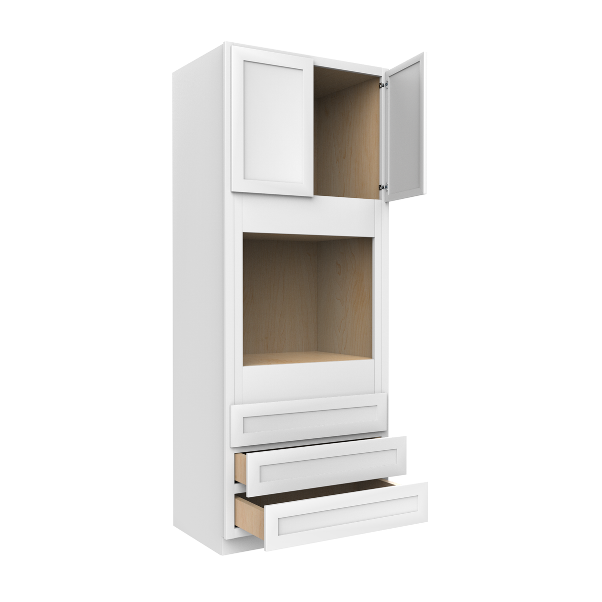 Oven Cabinet - 33W x 84H X 24D - Aria White Shaker Cabinet - RTA