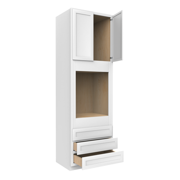Oven Cabinet - 33W x 96H X 24D - Aria White Shaker Cabinet