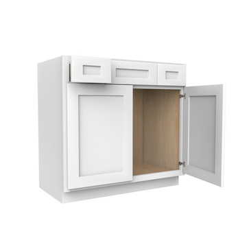 Vanity Sink Drawer Base Cabinet - 36W x 34 1/2H x 21D - 2 DRW, 2D - Aria White Shaker - RTA