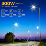 LED Pole Lights Outdoor, 300W/240W/200W Wattage Adjustable, 5700K, 140 LM/W Universal Mount, Bronze, IP65 Waterproof, AC120-277V, LED Parking Lot Lights - Commercial Area Street Security Lights